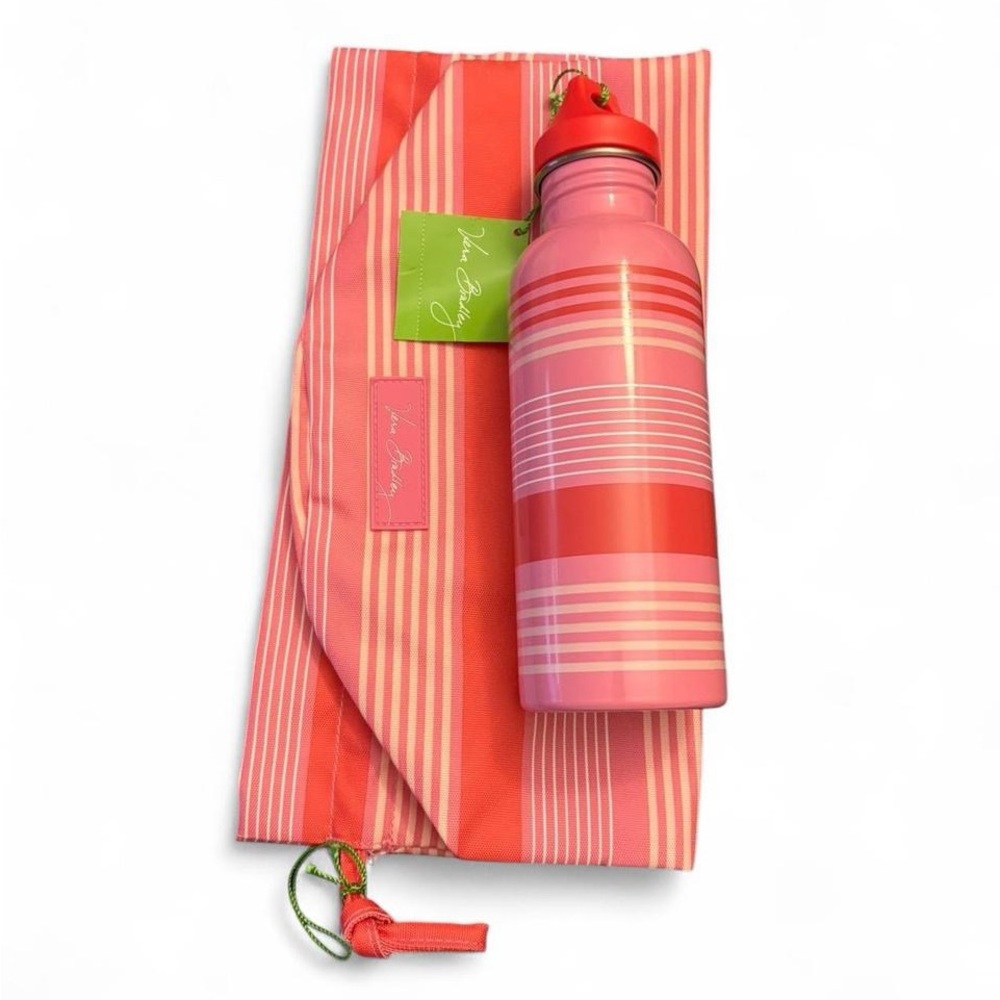 VERA BRADLEY!
Pink and Red Striped Water Bottle with Pouch